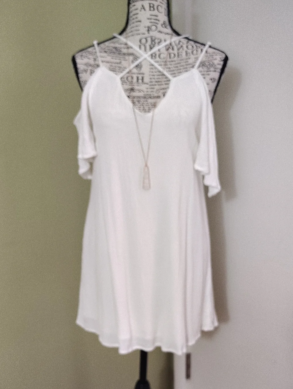 Lulus Afterglow White Strappy Cold Shoulder Mini Shift Dress‎ Large
